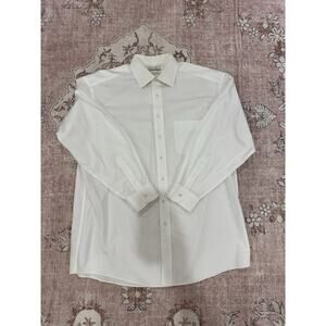 Round Tree And Yorke Gold Label Mens White Long Sleeve Dress Shirt 16 1/2 33